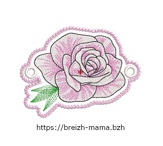 Motif broderie barrette Rose ITH